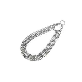 Zgarda strangulanta din lant triplu, metalica, 3 mm x 70 cm