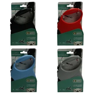Lesa retractabila Yommy, neagra, lungime 4 m, pentru caini cu greutate de pana la 30 kg