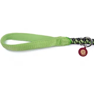 Lesa confort cordelina, verde, cu maner ergonomic si blocaj la carabina, lungime 120 cm, pentru caini cu greutate de pana la 15 kg