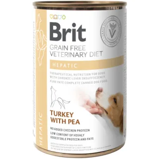 Hrana umeda pentru caini conserva Brit Grain Free VD Hepatic, Pachet 6 X 400 gr