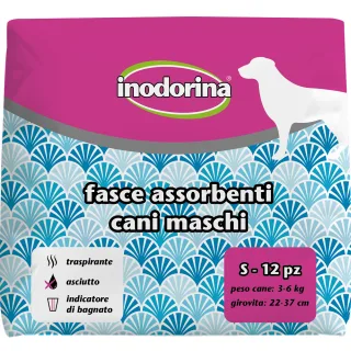 Scutece pentru câini masculi Inodorina S: 12 bucăți, talie 22-37 cm