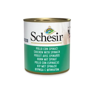 Hrana umeda pentru caini Schesir cu pui si spanac, Pachet 5 X 285 g