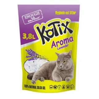 KOTIX, Lavanda, așternut igienic pisici, granule, silicat, neaglomerant, fără praf, 3.8l