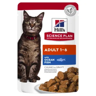 Hills SP FELINE ADULT OCEAN FISH, hrana umeda pentru pisici adulte, cu peste oceanic, 12x85 G (PLICURI)