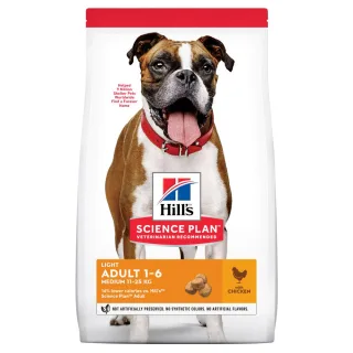 Hilss SP CANINE ADULT LIGHT MED CHK, hrana uscata pentru caini adulti de talie medie, light, cu pui, 2.5 KG