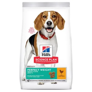 Hills SP CANINE ADULT PERFECT WEIGHT MED CHK, hrana uscata pentru caini adulti de talie medie, cu pui, 2 KG