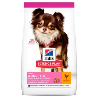 Hills SP CANINE ADULT S&M LIGHT CHK, hrana uscata, light, pentru caini adulti de talie mica si mini, cu pui, 6 KG