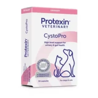 Protexin CystoPro, supliment pentru sănătatea tractului urinar la câini și pisici: 20 mg proantocianidine, 125 mg N-acetil-D-glucozamină