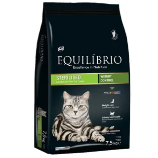 Equilibrio, hrană uscată pentru pisici sterilizate, weight control: 7.5 kg