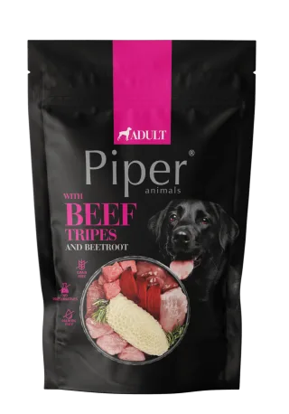 Hrana umeda pentru caini PIPER DOG, burta de vita si sfecla rosie, 500g