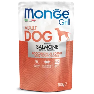 MONGE Grill, XS-XL, Somon, plic hrană umedă câini, (în suc propriu), 100g