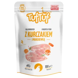 TUF TUF DOG- Hrana umeda cu PUI si MORCOVI- plic 300g
