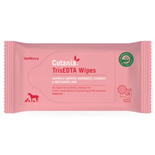 Servetele dermatologice cu actiune antibacteriana pentru ingrijirea și curatarea pielii, Cutania TrisEDTA Wipes, VetNova, Pachet 2 X 24 servetele