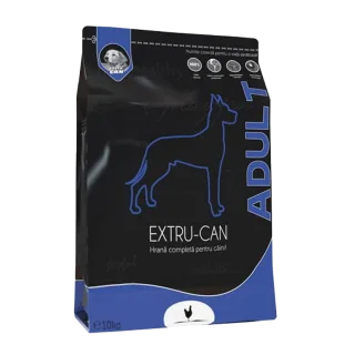 Extru-Can Adult cu pui, hrana uscata pentru caini adulti de talie mica, medie sau mare, 10 kg