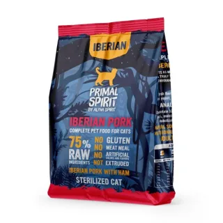 Hrană uscată Premium pentru pisică sterilizată Primal Spirit, cu porc iberic, Pachet 2 x 1 Kg