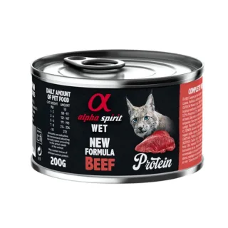 Hrană umedă Premium pentru pisică Alpha Spirit, cu vită și legume, Pachet 4 X 200 g