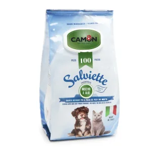 CAMON, șervețele umede câini și pisici, Aloe Vera și Mosc Alb, 100buc