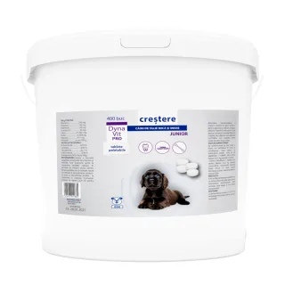 Dynavit-Pro crestere caini junior, supliment pentru catei de talie mica si medie in perioada de crestere, 400 tablete*1.2gr