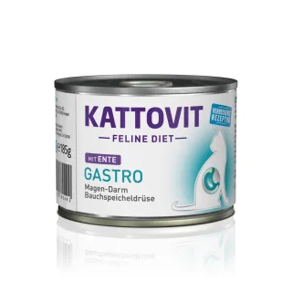 KATTOVIT Gastro, Rață, dietă veterinară, conservă hrană umedă pisici, sistem digestiv, (în aspic), 185g