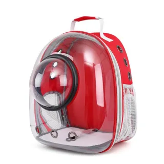 Rucsac pentru transport pisici, cu hublou, rosu, 41 x 32 x 25 cm