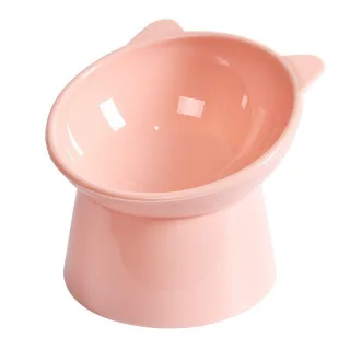 Bol din plastic, cu picior inalt, pentru pisici, roz, 13 x 11 xm