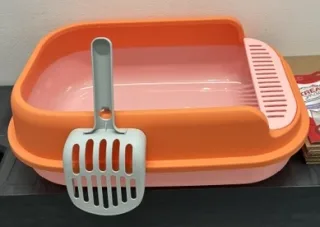 Litiera pentru pisici, cu margine inalta si paleta 48 x 30 x 17 cm, roz