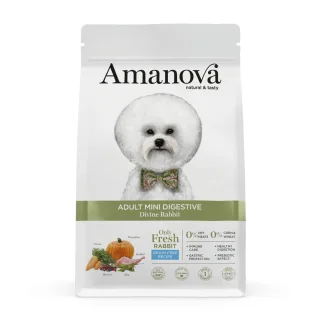 AMANOVA Adult Mini Digestive, XS-S, Iepure, hrană uscată monoproteică fără cereale câini, sistem digestiv, 2kg