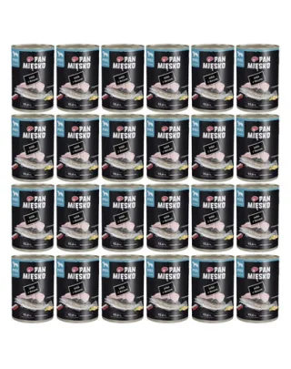 PAN MIĘSKO Curcan cu cod hrană umedă completă pentru câini 24x400 g