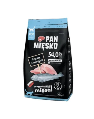 PAN MIĘSKO Hrana pisici adulte, cu pastrav si pui S 2x10 kg