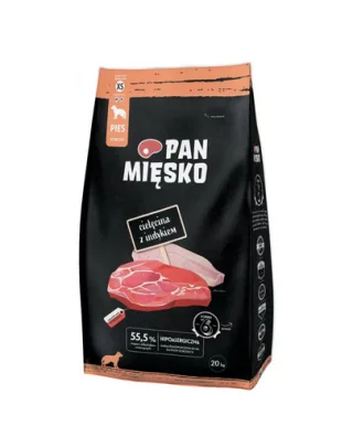 PAN MIĘSKO Hrana caini talie mica, cu vitel si curcan 2x20kg