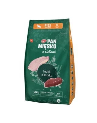 PAN MIĘSKO hrana caine talie medie, ierburi aromatice, curcan si rata M 2x9 kg