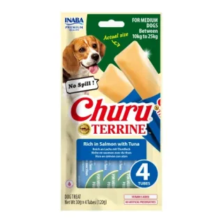 Churu Terrine Medium Dog Recompense cu Somon si Ton 30 Gr x 4 Buc