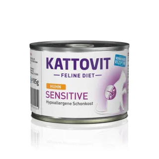 KATTOVIT Sensitive, Pui, dietă veterinară, conservă hrană umedă fără cereale pisici, alergii, (în aspic), 185g