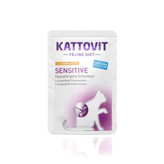 KATTOVIT Sensitive, Pui și Curcan, dietă veterinară, plic hrană umedă pisici, alergii, (în sos), 85g