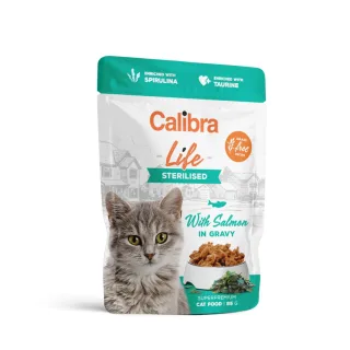 CALIBRA Life Sterilised, Somon, plic hrană umedă fără cereale pisici sterilizate, (în sos), 85g