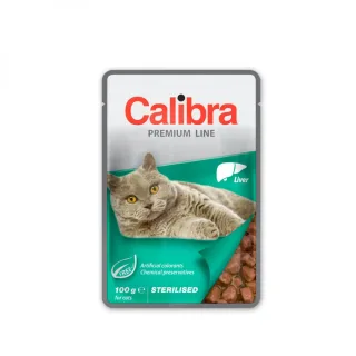 CALIBRA Premium Line Sterilised, Ficat, plic hrană umedă pisici sterilizate, (în suc propriu), 100g