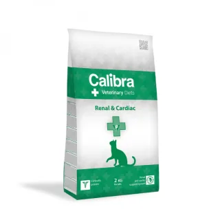 CALIBRA Veterinary Diets Renal & Cardiac, Orez și Ou, dietă veterinară, hrană uscată pisici, sistem renal, sistem cardio-vascular, 2kg