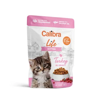 CALIBRA Life Kitten, Curcan, plic hrană umedă fără cereale pisici junior, (în sos), 85g