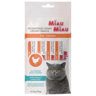 MIAU MIAU Creamy Snacks, Pui, recompense fără cereale pisici, (piure), 60g