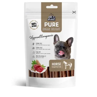 PET'S DESSERT Pure Doggie Delight Hypoallergenic, XS-XL, Cal, punguță recompense monoproteice fără cereale câini, alergii, 80g