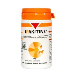 VETOQUINOL Ipakitine, supliment sistem renal câini, pudră VETOQUINOL Ipakitine, XS-XL, supliment sistem renal câini și pisici, flacon, 60g pudră