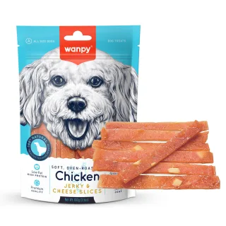 WANPY Jerky & Cheese Slices, XS-M, Pui și Brânză, punguță recompense câini (carne uscată),  70g WANPY Jerky & Cheese Slices, XS-M, Pui și Brânză, punguță recompense câini, (carne uscată), 70g