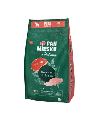 PAN MIĘSKO hrană caini rasa talie medie cu ierburi aromatice, vita si iepure M 2x3 kg