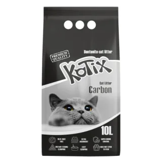 Asternut igienic pentru pisici bentonita Kotix, 10l, aroma Carbune Activ