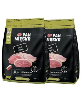 PAN MIĘSKO Hrana uscata pentru pisici, cu curcan si gasca S 2x400 g