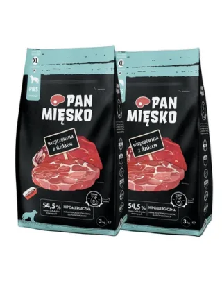 PAN MIĘSKO Carne de porc cu mistreț pentru câini XL 2x3 kg
