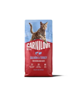 Hrană uscată pisici sterilizate CARNILOVE Active Cat Salmon and Turkey Sterilised 6 kg somon și curcan