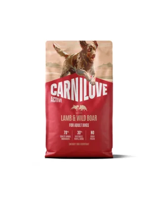 Hrană câini adulți activi CARNILOVE Active Dog Lamb and Wild Boar Adult 4 kg miel și mistreț
