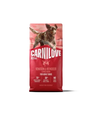 Hrană câine sportiv 12 kg CARNILOVE Active Dog Venison and Reindeer Adult 12 kg vânat, ren și mistreț