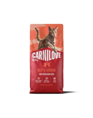 Hrană pisici sterilizate CARNILOVE Active Cat Beef and Venison Sterilised 6 kg vită și vânat